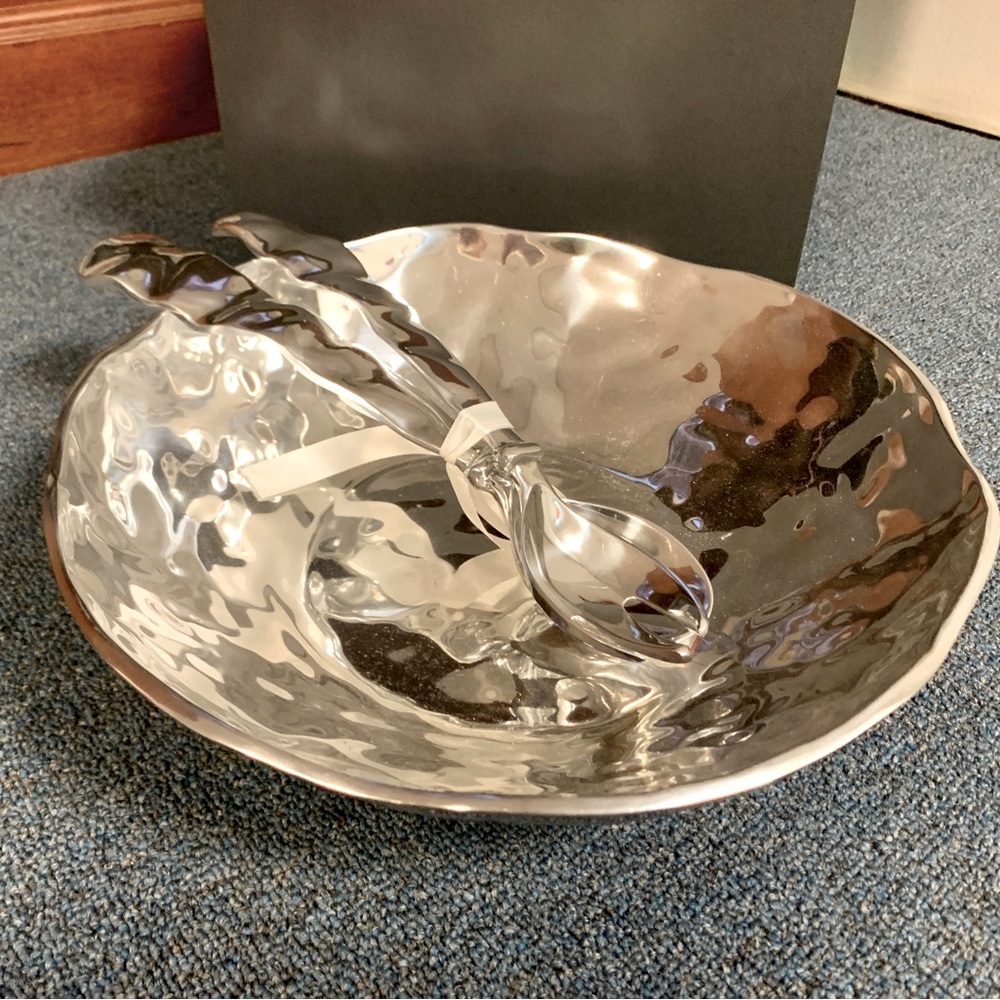 Beatriz Ball Hammered Metal Bowl and Serving Utensils